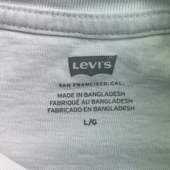 Levis Short Sleeve Pull Over T Shirt Mens White Green Logo‎ Size Large - Picture 3 of 11